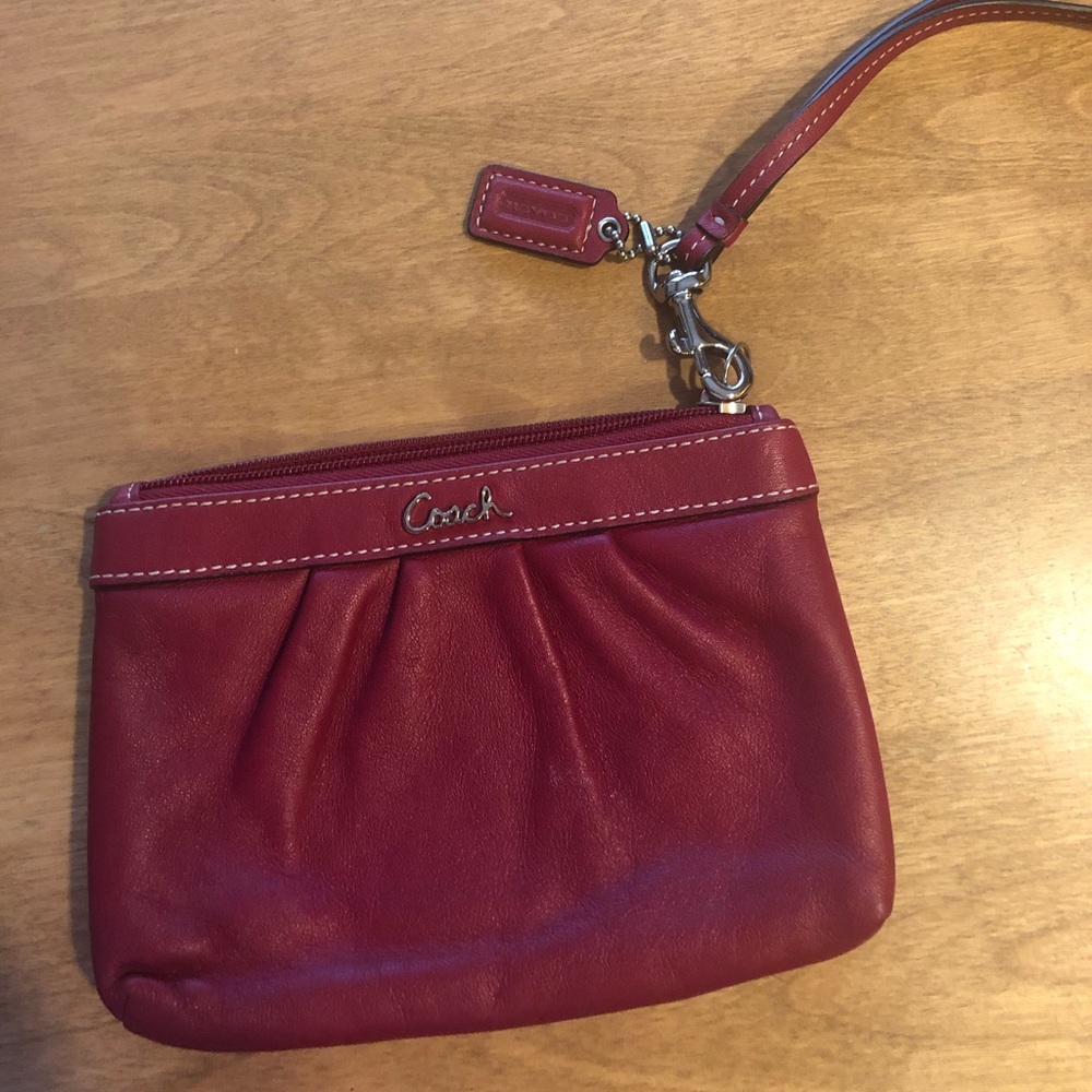Coach classic red leather wristlet